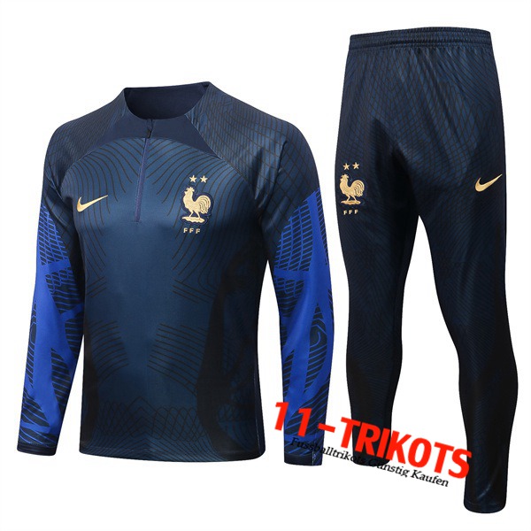 Frankreich Trainingsanzug Pattern Navy blau 2022/2023