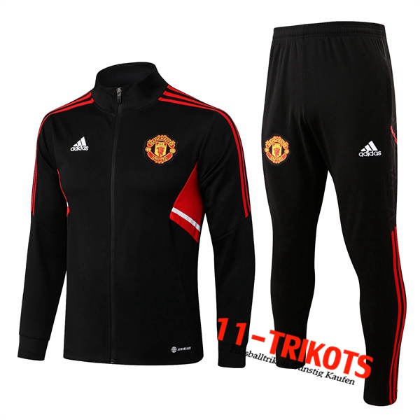 Manchester United Trainingsanzug (Jacke) Schwarz/Rot 2022/2023