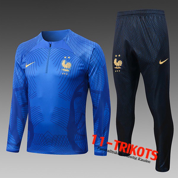 Frankreich Trainingsanzug Kinder Pattern Blau 2022/2023