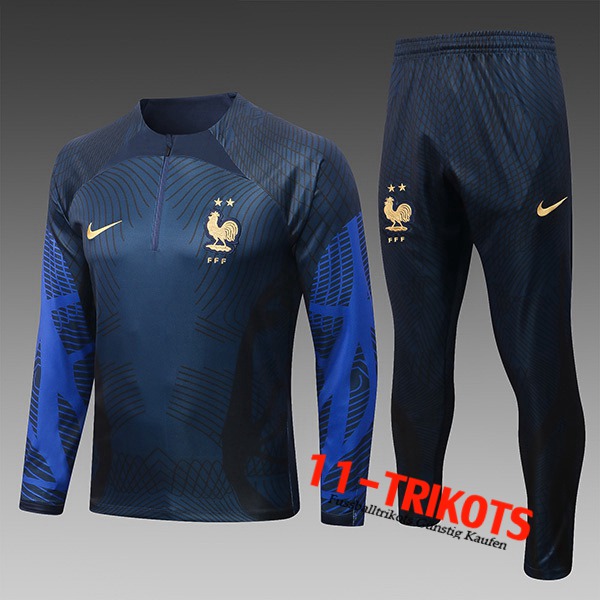 Frankreich Trainingsanzug Kinder Pattern Navy blau 2022/2023