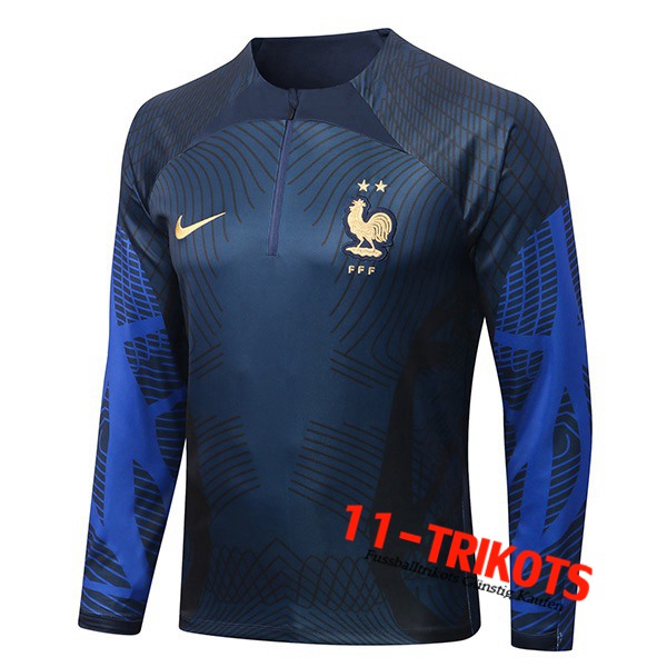 Frankreich Training Sweatshirt Pattern Navy blau 2022/2023