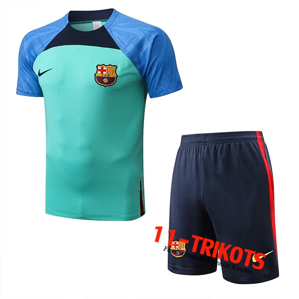 FC Barcelona Trainingstrikot + Shorts Blau/Grün 2022/2023