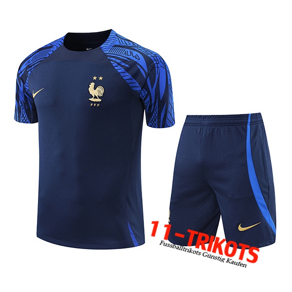 Frankreich Trainingstrikot + Shorts Navy blau 2022/2023