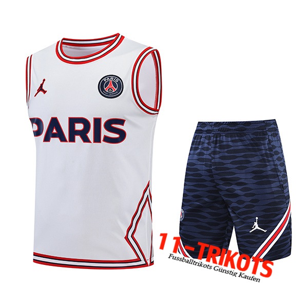 Jondan PSG Trainings-Tanktop + Shorts Weiß 2022/2023