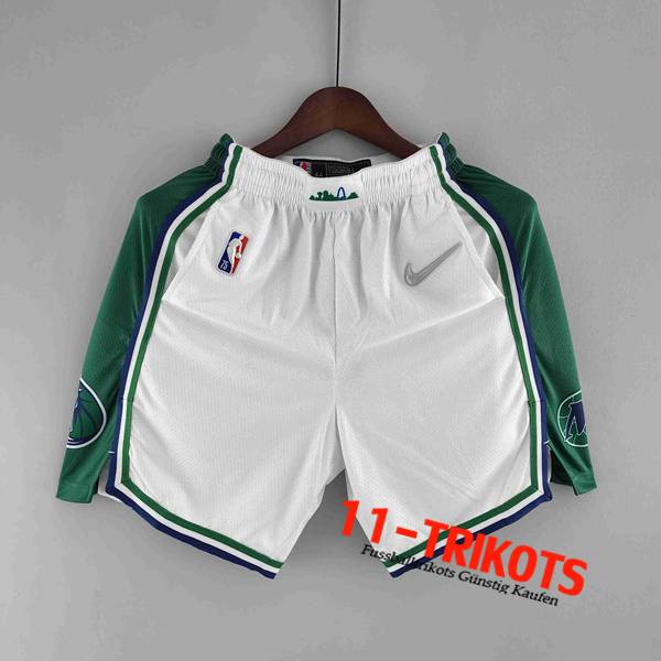 Dallas MavericksShorts NBA 2022 Weiß/Grün Trim Urban Edition