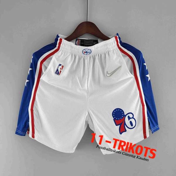 Philadelphia 76ers Shorts NBA Weiß/Blau Trim 75th Anniversary