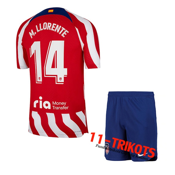 Atletico Madrid (M. LLORENTE #14) Kinder Heimtrikot 2022/23