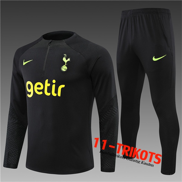 Tottenham Hotspurs Trainingsanzug Kinder Schwarz 2022/2023