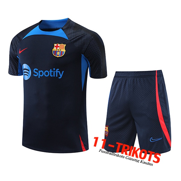 FC Barcelona Trainingstrikot + Shorts Blau Marin 2022/2023