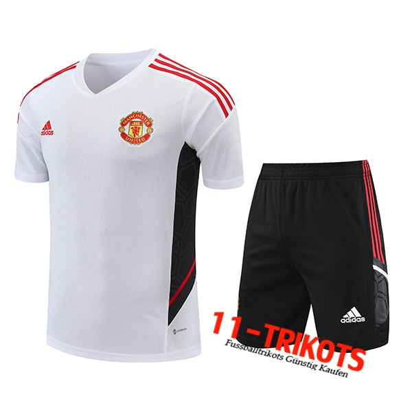 Manchester United Trainingstrikot + Shorts Schwarz/Weiß 2022/2023