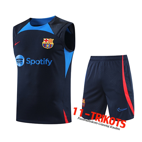 FC Barcelona Trainings-Tanktop + Shorts Blau Marin 2022/2023