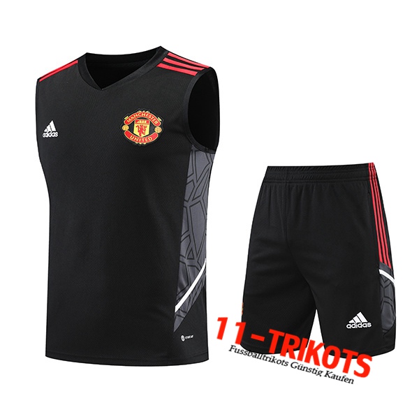 Manchester United Trainings-Tanktop + Shorts Schwarz/Grau 2022/2023