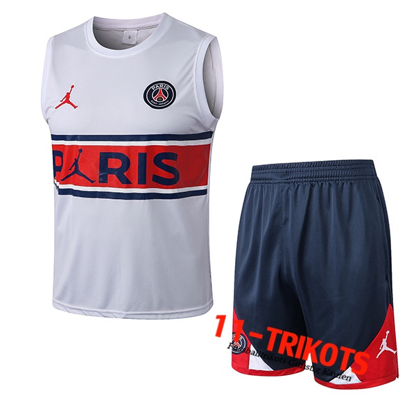 Jondan PSG Trainings-Tanktop + Shorts Weiß/Rot 2022/2023