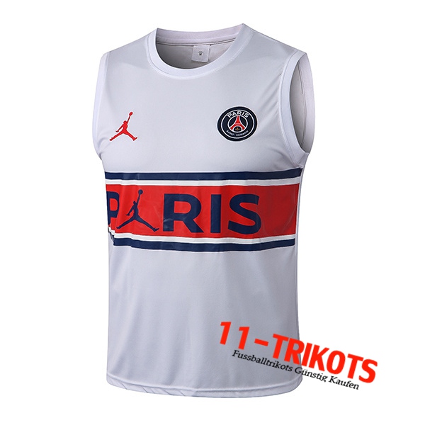 Jondan PSG Trainings-Tanktop Weiß/Rot 2022/2023