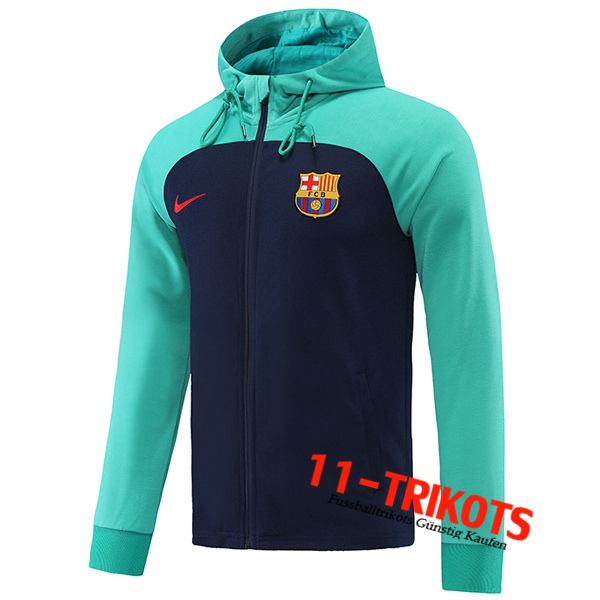 FC Barcelona Trainingsjacke Mit Kapuze Blau/Grün 2022/2023