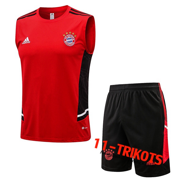 Trainings-Tanktop + Shortss Bayern München Rot/Schwarz 2022/2023