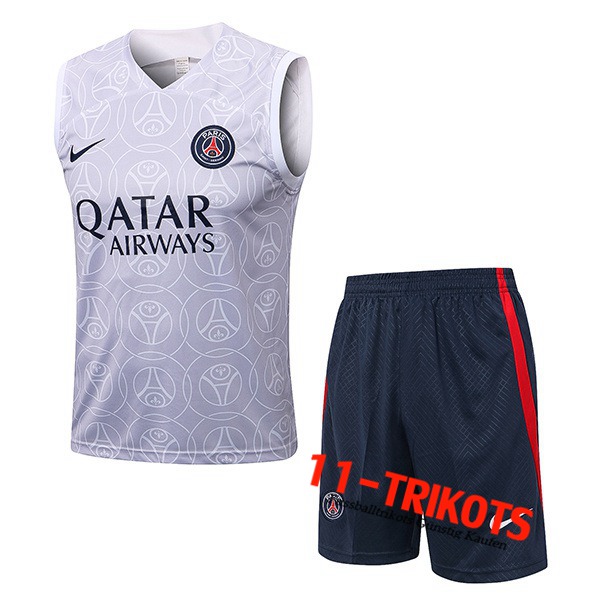 Trainings-Tanktop + Shortss PSG Weiß/Grau 2022/2023