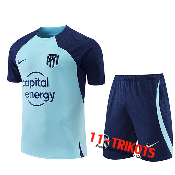 Trainingstrikot+ Shortss Atletico Madrid Hellblau 2022/2023