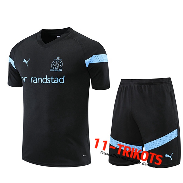 Trainingstrikot+ Shortss Marseille Schwarz 2022/2023