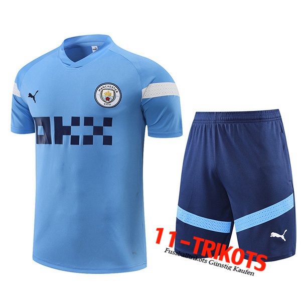 Trainingstrikot+ Shortss Manchester City Blau 2022/2023
