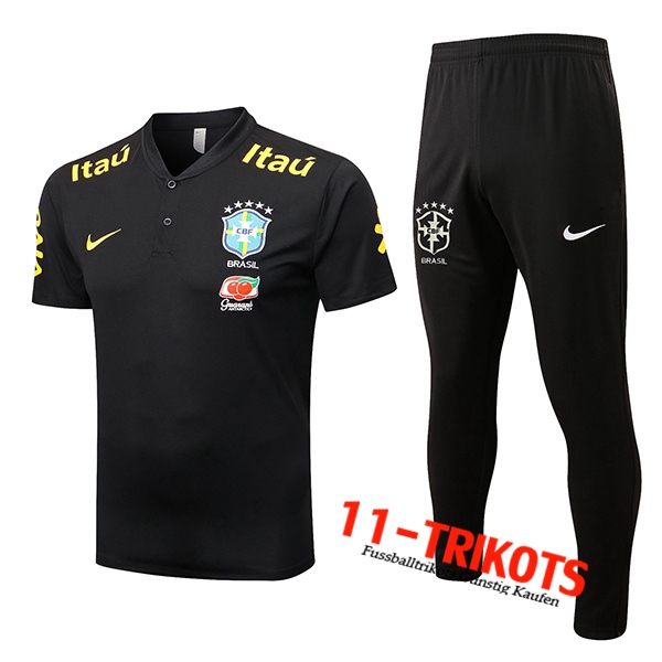 Poloshirt Brasilien Schwarz 2022/2023