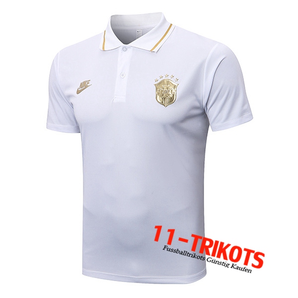 Poloshirt Brasilien NIKE Weiß 2022/2023