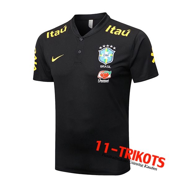 Poloshirt Brasilien Schwarz 2022/2023