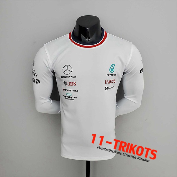T-Shirt Langarm F1 Mercedes Benz Team Weiß 2022