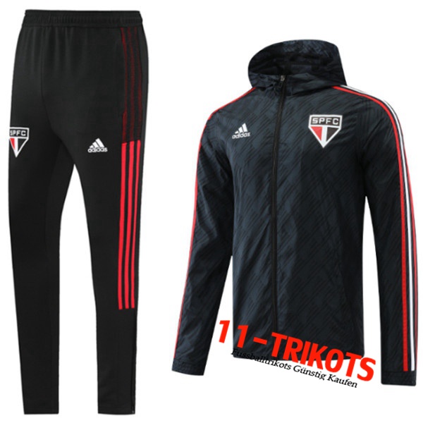 Trainingsanzug Mit Kapuze Windjacke Sao Paulo FC Schwarz 2022/2023