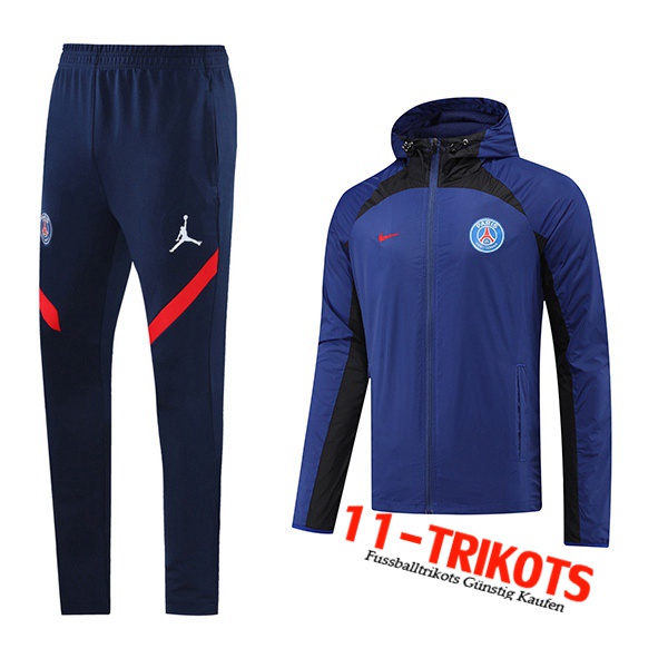 Trainingsanzug Mit Kapuze Windjacke PSG Schwarz/Blau 2022/2023