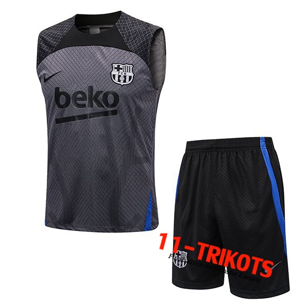FC Barcelone Trainingstrikot + Shorts Schwarz/Grau 2022/2023