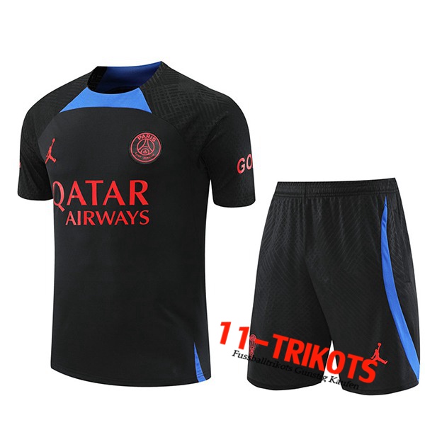 Jordan PSG Trainingstrikot + Shorts Schwarz 2022/2023