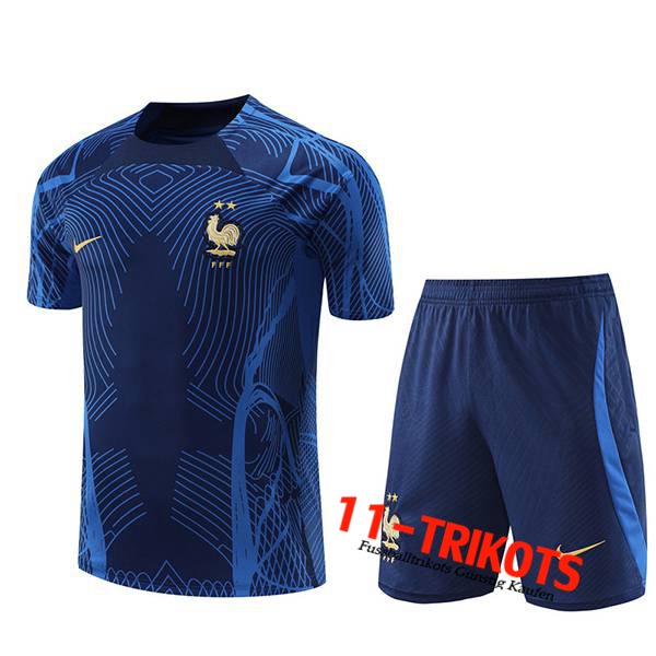 Frankreich Trainingstrikot + Shorts Meerblaus 2022/2023