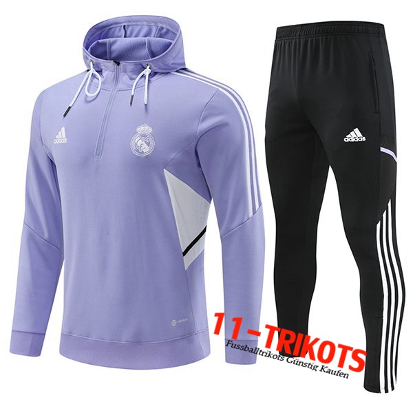 Real Madrid Trainingsanzug Mit Kapuze Violett 2022/2023