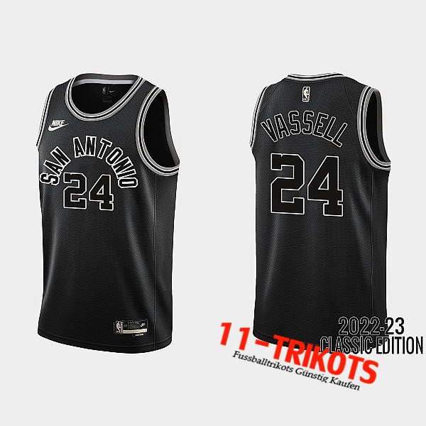 San Antonio Spurs Trikots (VASSELL #24) 2022/23 Schwarz