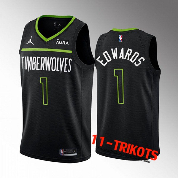 Minnesota Timberwolves Trikots (EDWARDS #1) 2022/23 Schwarz