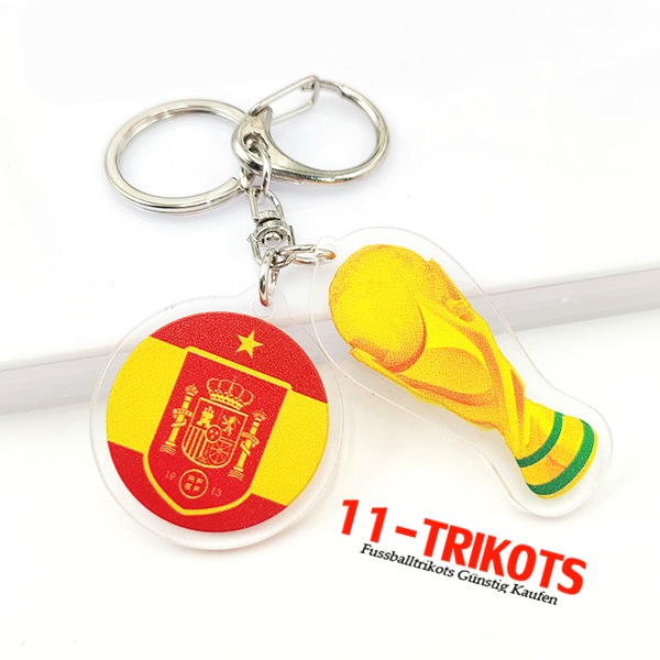 Neues Schlüsselhalter Arrondir WM 2022 + Spanien Gelb/Rot