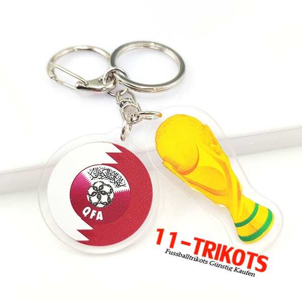 Neues Schlüsselhalter Arrondir WM 2022 + Qatar Weiß/Braun