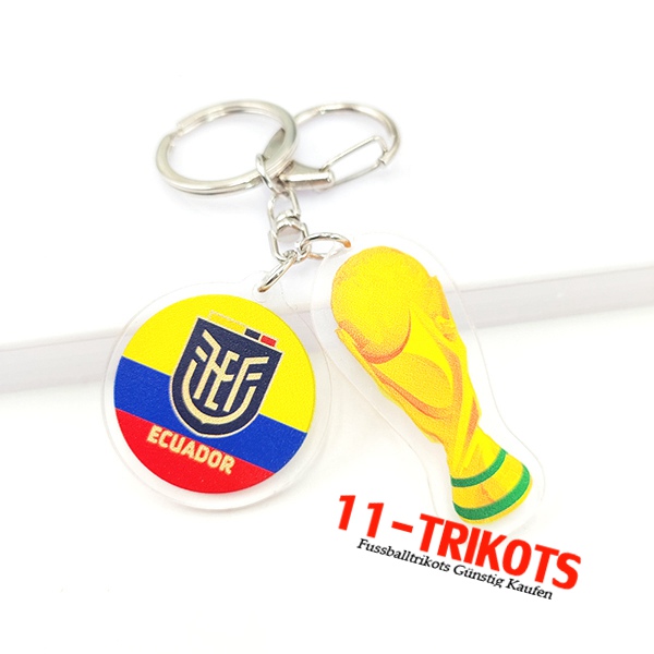 Neues Schlüsselhalter Arrondir WM 2022 + Ecuador Gelb/Blau/Rot