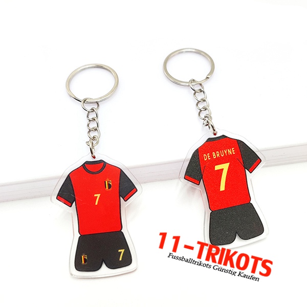 Neues Schlüsselhalter WM 2022 Belgien (DE BRUYNE) Rot/Schwarz