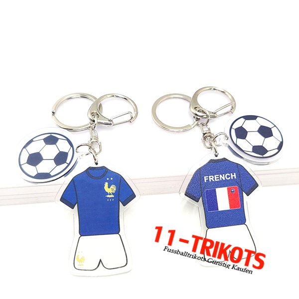 Neues Schlüsselhalter Fußball WM 2022 Frankreich Blau