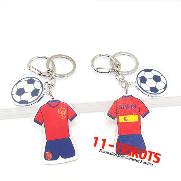 Neues Schlüsselhalter Fußball WM 2022 Spanien Rot