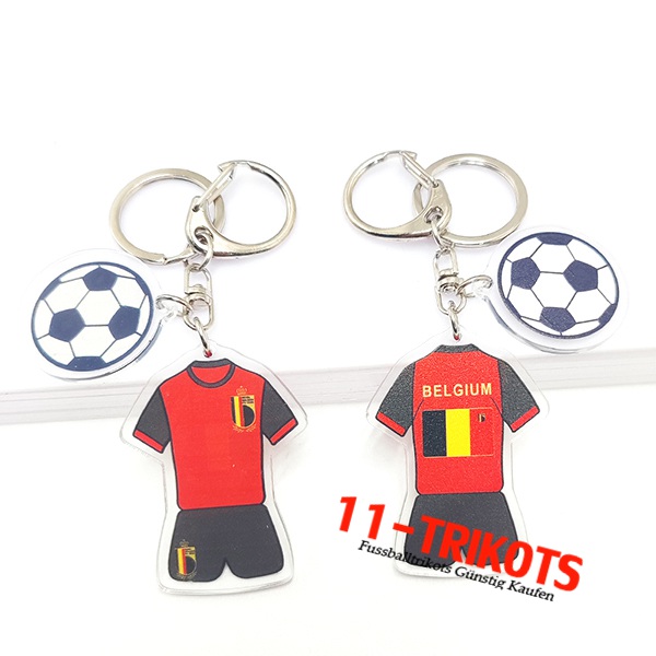 Neues Schlüsselhalter Fußball WM 2022 Belgien Rot/Schwarz