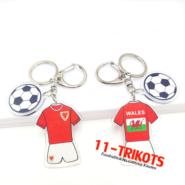 Neues Schlüsselhalter Fußball WM 2022 Wales Rot