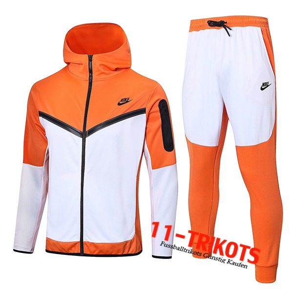 NIKE Trainingsanzug Mit Kapuze Windjacke Weiß/Orange 2022/2023