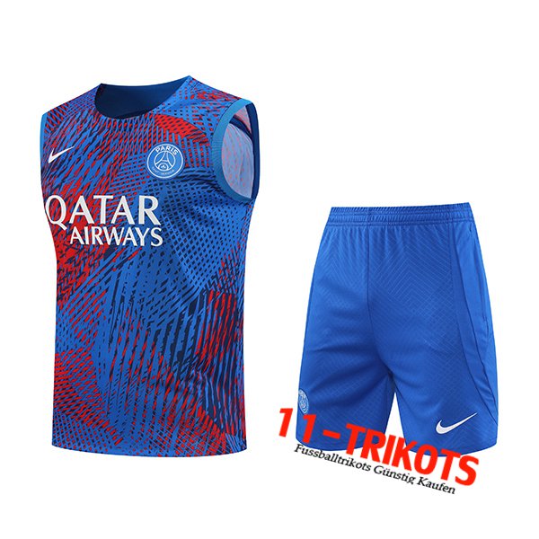 PSG Trainings-Tanktop + Shorts Rot/Blau 2022/2023