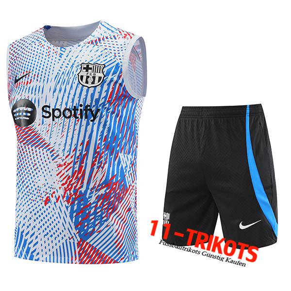 PSG Trainings-Tanktop + Shorts Weiß/Rot/Blau 2022/2023