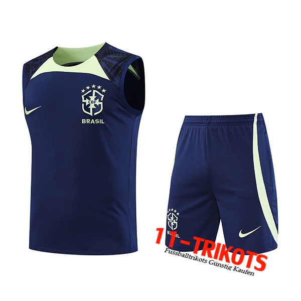 Brasilien Trainings-Tanktop + Shorts Navy blau 2022/2023