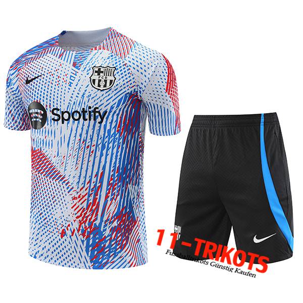 FC Barcelona Trainingstrikot + Shorts Weiß/Rot/Blau 2022/2023