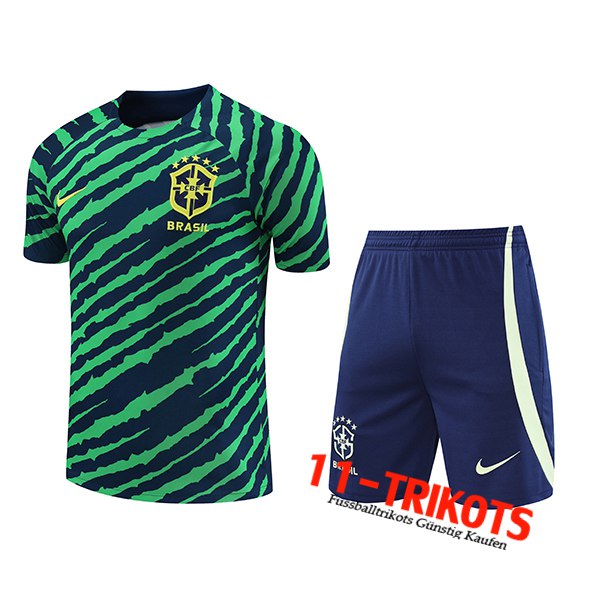 Brasilien Trainingstrikot + Shorts Grün/Blau 2022/2023